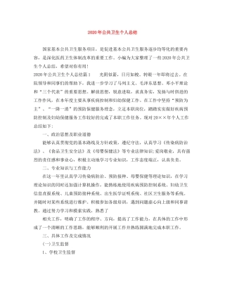 2020年公共卫生个人总结
