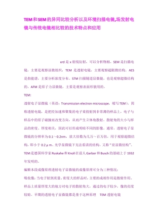 TEM和SEM的异同比较分析以及环境扫描电镜场