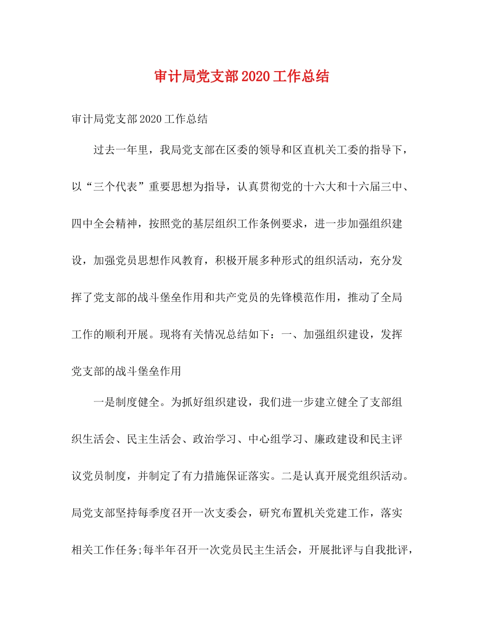 审计局党支部工作总结_第1页