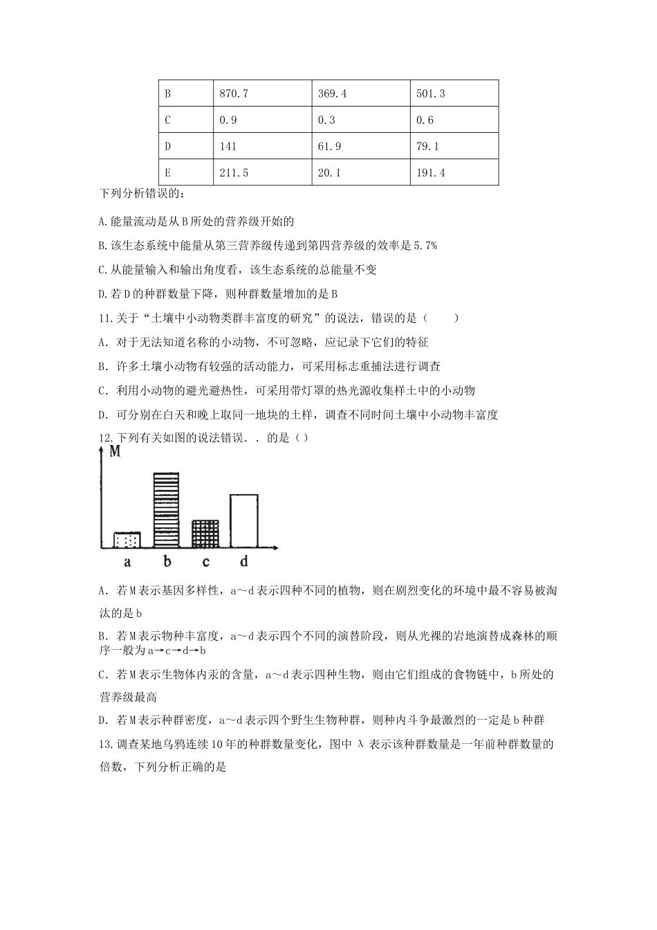 湖北宜城市二中2019-2020学年度高二下学期五月考生物试题（无答案）_第3页