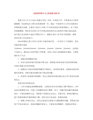 业务员年终个人工作总结字