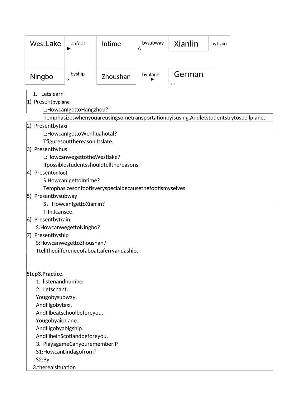 新版pep六年级上册Unit2 Ways to go to school教学设计英文教案_第2页