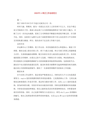 2020年it转正工作总结范文