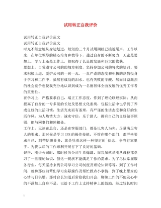 试用转正自我评价 
