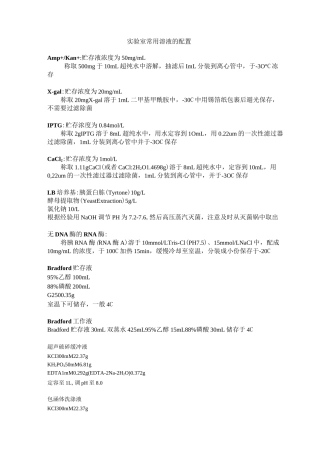 实验室常用溶液配制