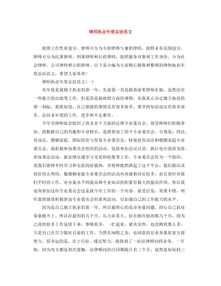 律师执业年度总结范文