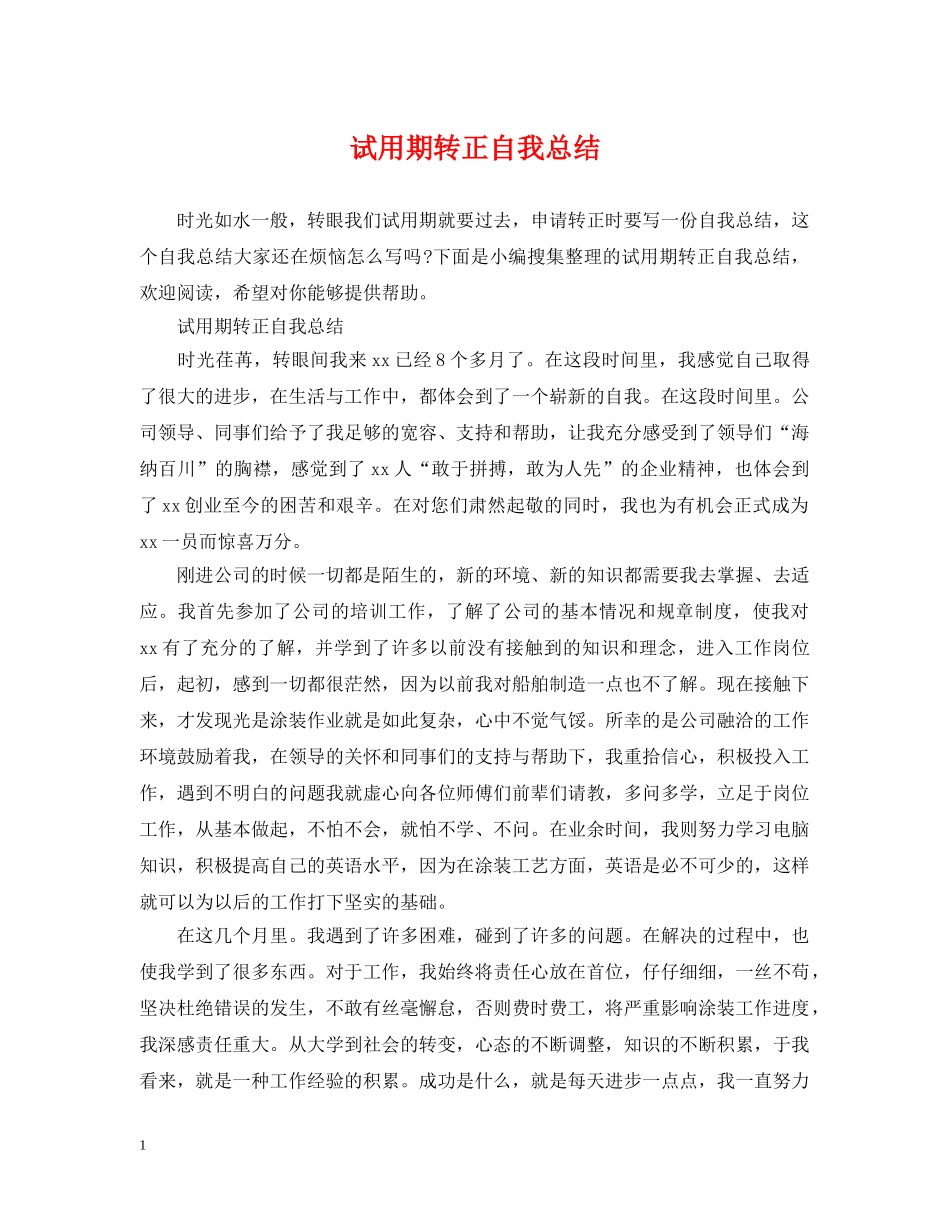 试用期转正自我总结 _第1页