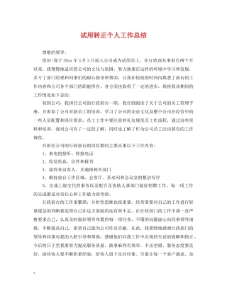 试用转正个人工作总结2 