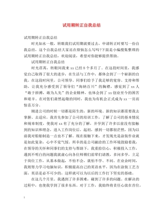 试用期转正自我总结2 