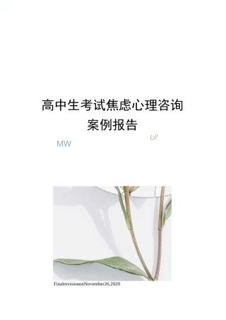 高中生考试焦虑心理咨询案例报告