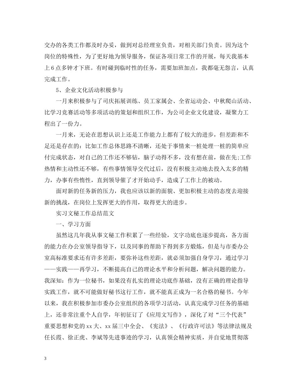 实习文秘工作总结范文_第3页