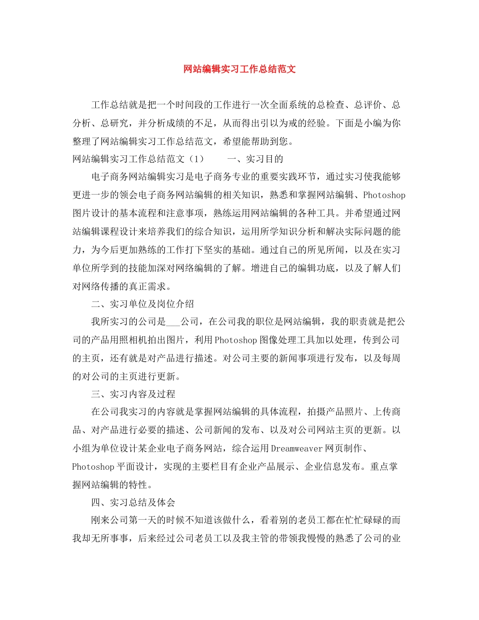 网站编辑实习工作总结范文_第1页