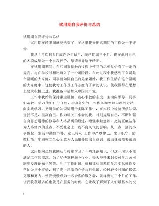试用期自我评价与总结 