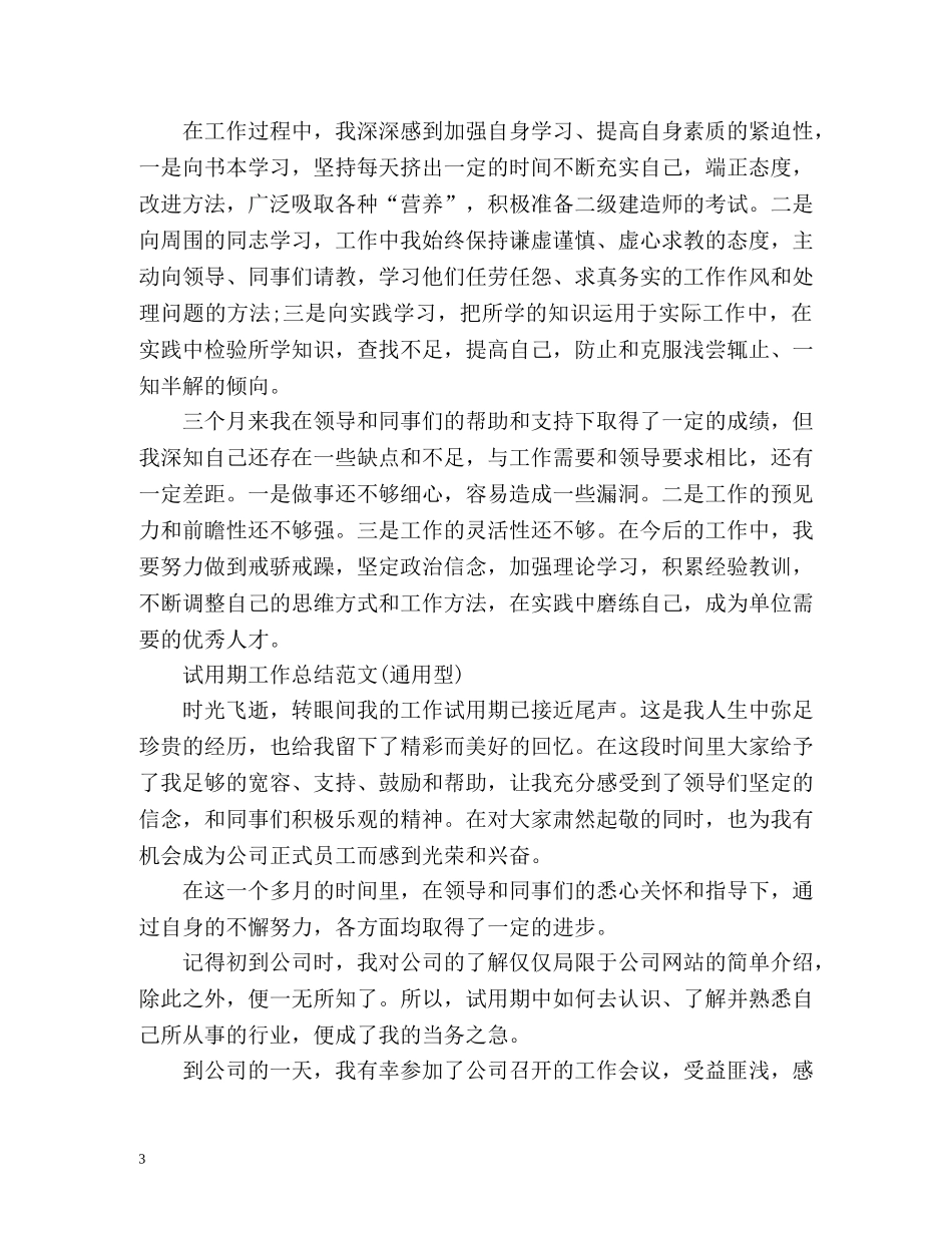 试用期自我总结 _第3页