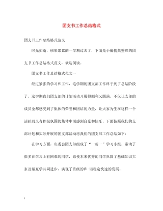 团支书工作总结格式2