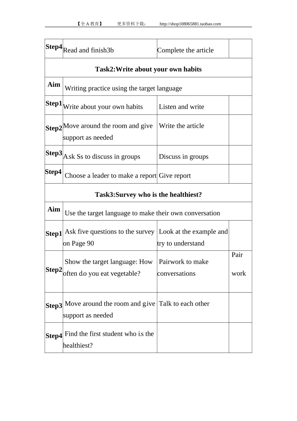 八年级英语上册教案：Unit2Howoftendoyouexercise（第4课时）_第2页