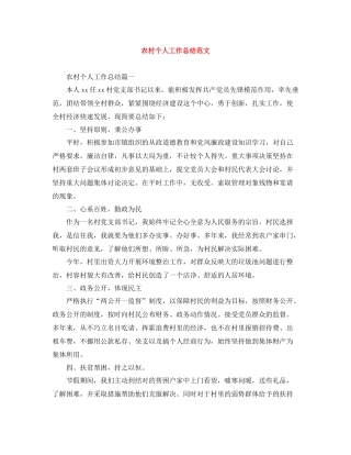 农村个人工作总结范文