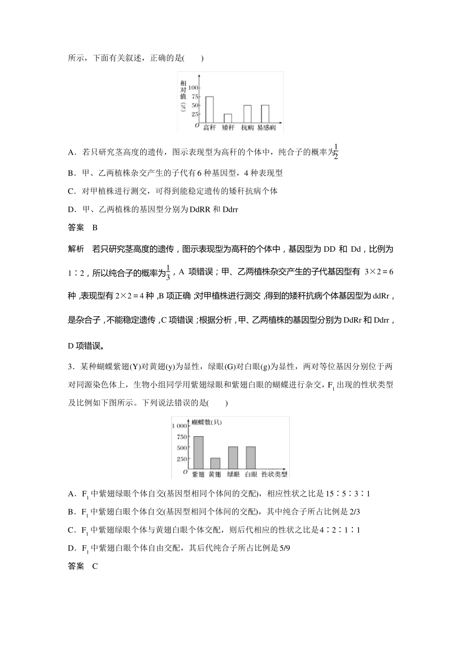 高中生物基因的自由组合定律练习题_第2页