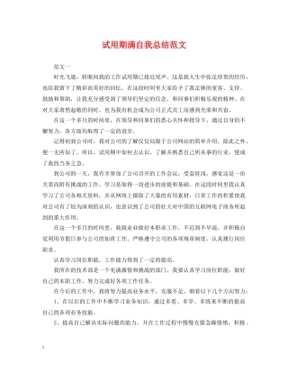 试用期满自我总结范文 