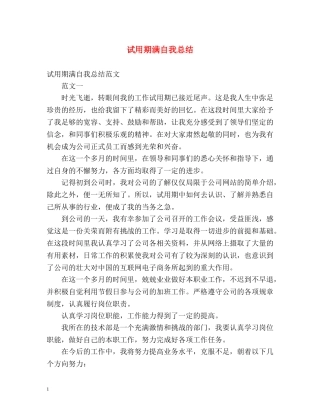 试用期满自我总结 