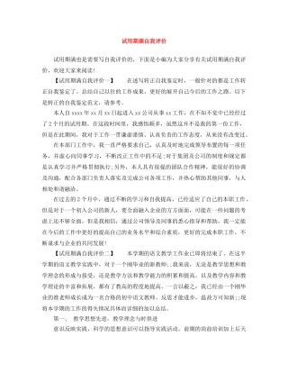 试用期满自我评价 