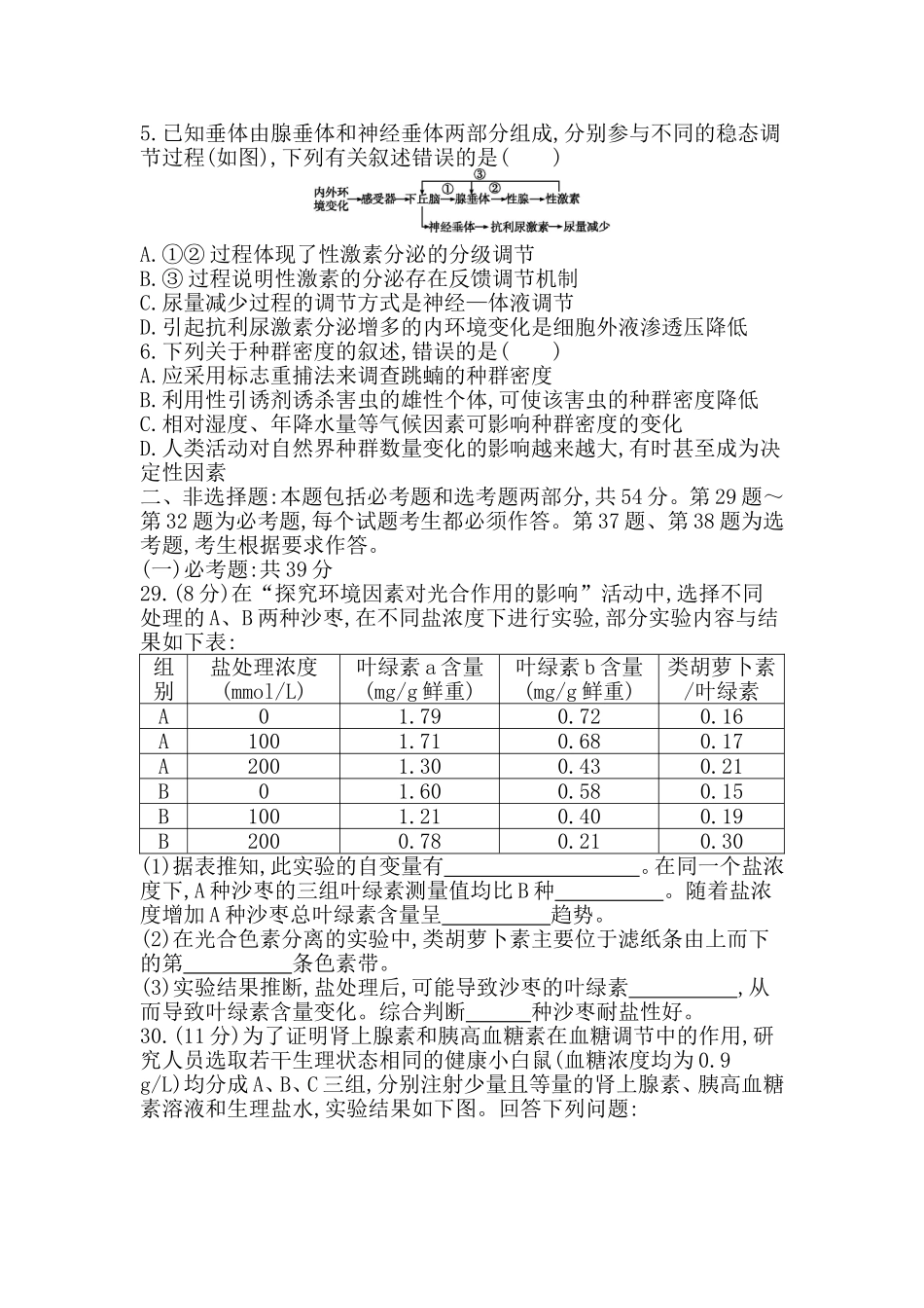 2020二轮生物仿真冲刺卷（六）_第2页