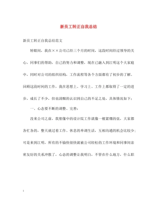 新员工转正自我总结