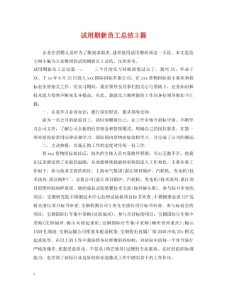 试用期新员工总结3篇 