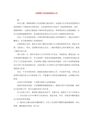 试用期工作总结结尾怎么写 