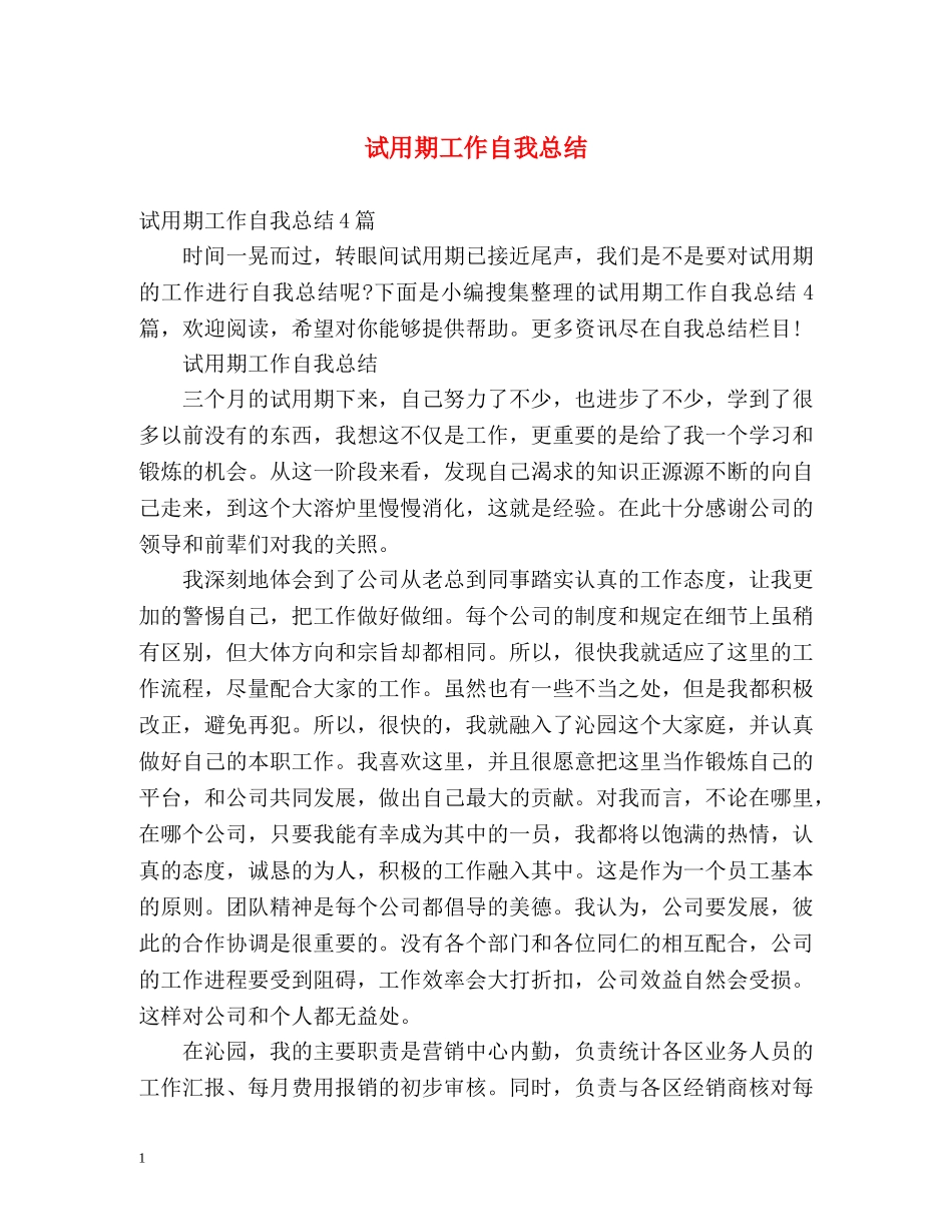 试用期工作自我总结 _第1页