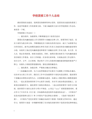 学校团委工作个人总结