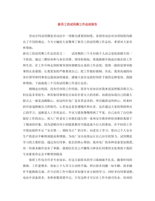 新员工的试用期工作总结报告