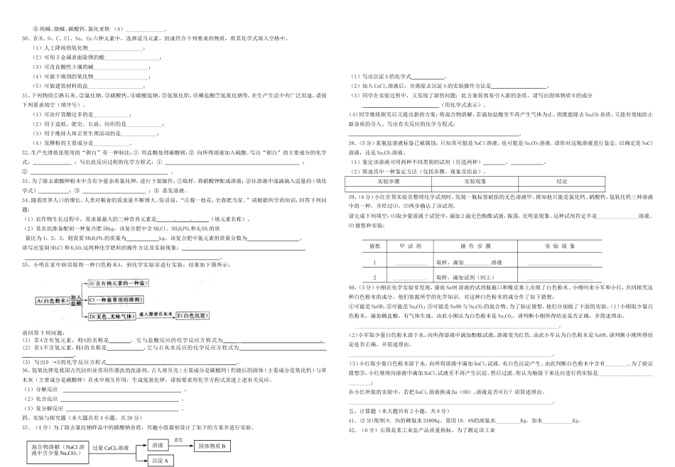 第十一单元《盐__化肥》测试题_第2页