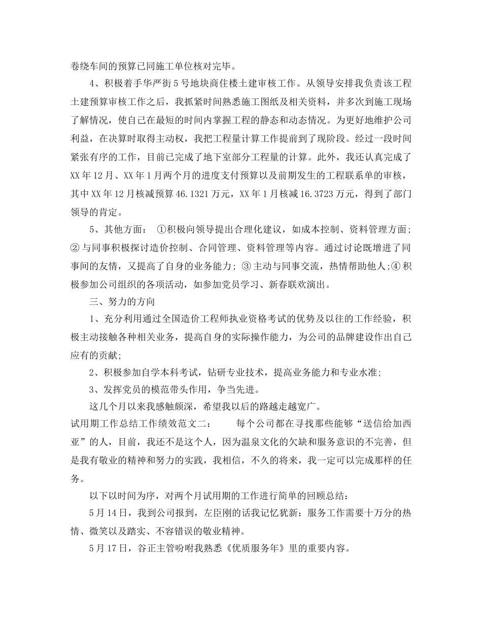 试用期工作总结工作绩效 _第2页