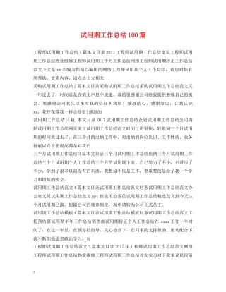 试用期工作总结100篇 