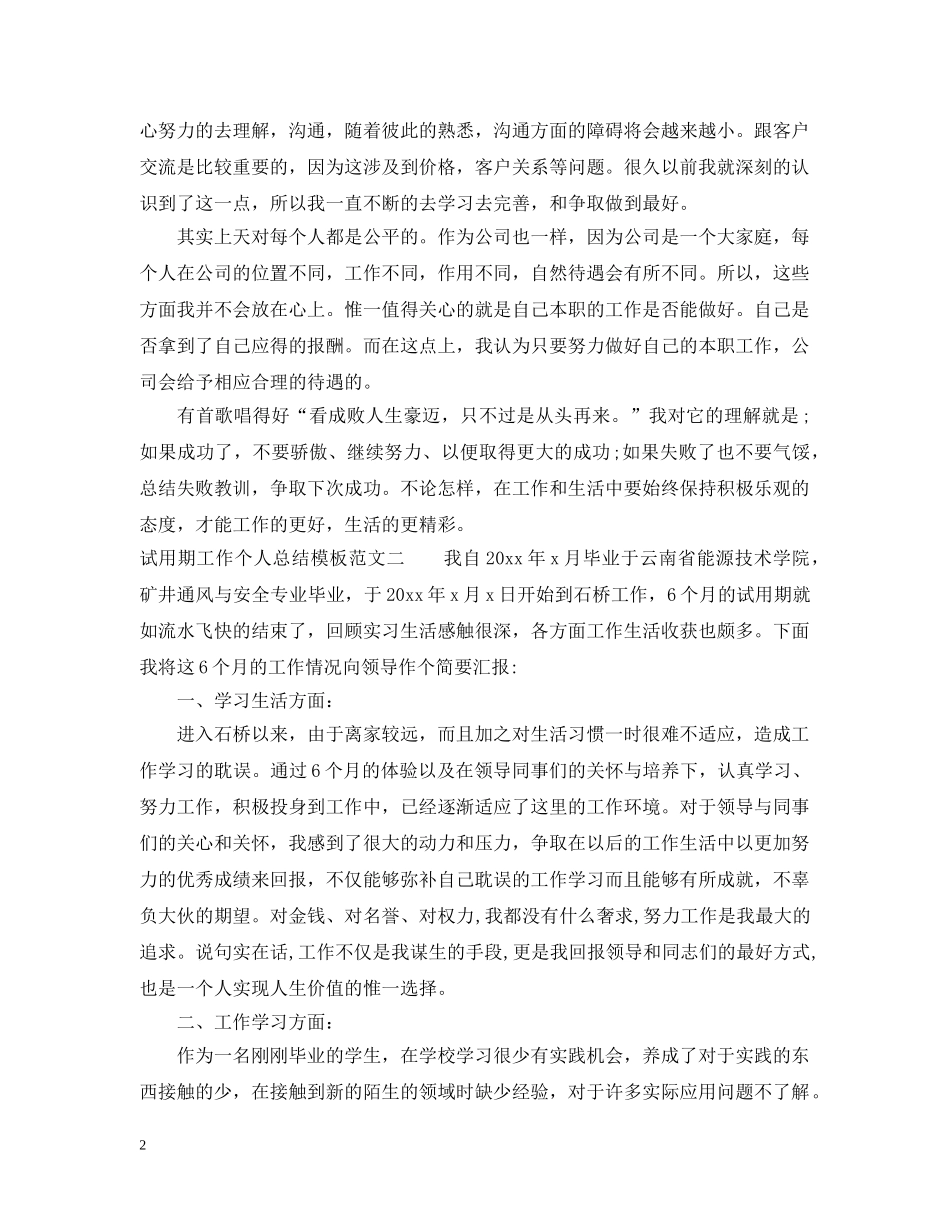 试用期工作个人总结模板 _第2页