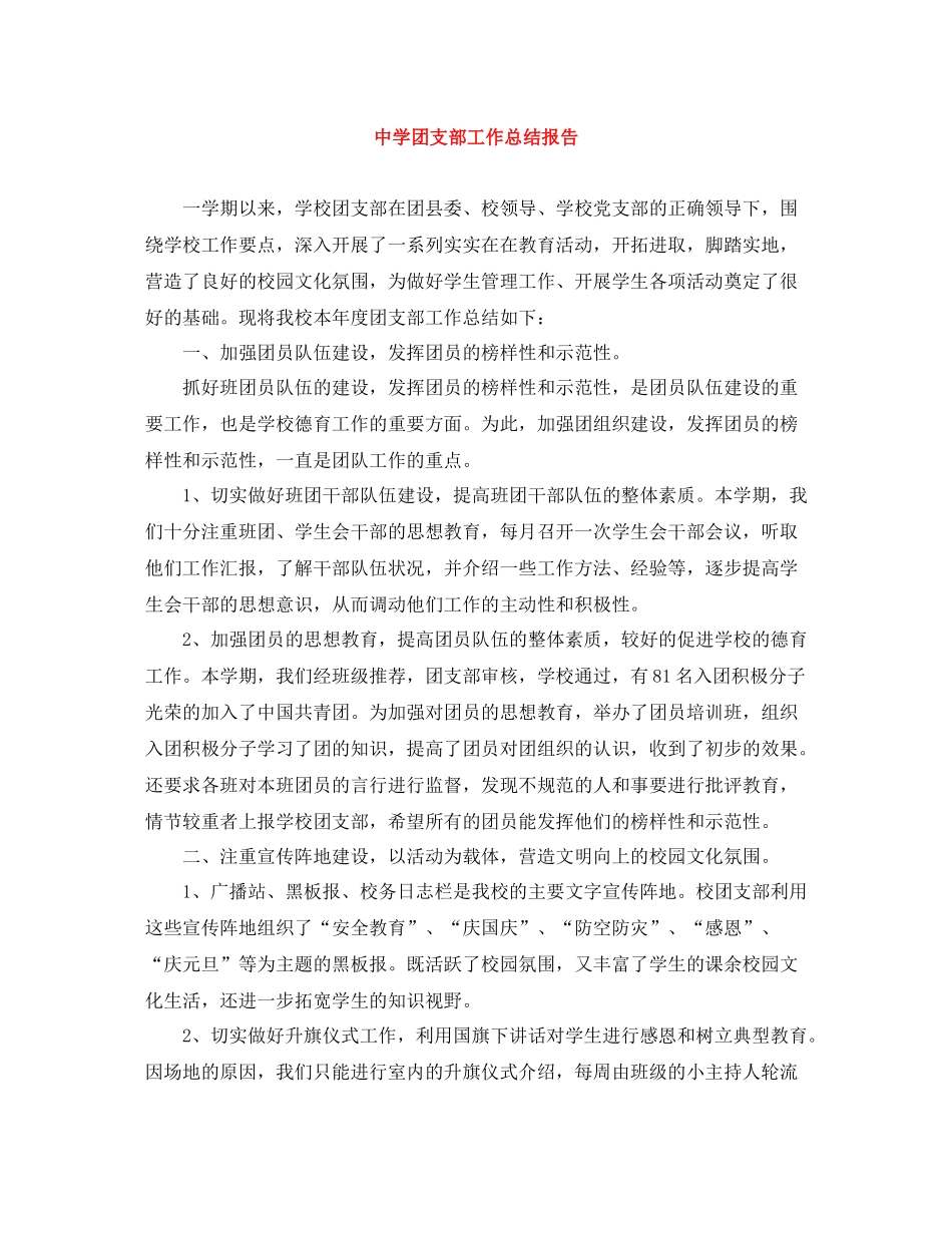 团支部工作总结报告_第1页