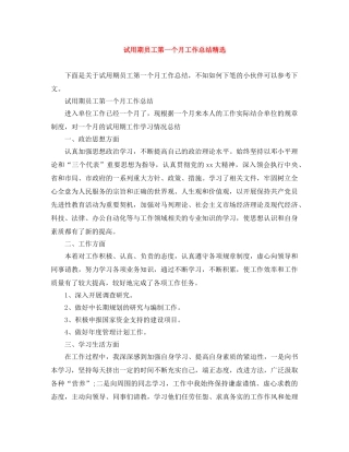 试用期员工第一个月工作总结精选 
