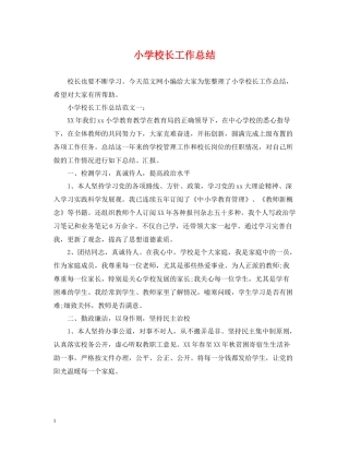 小学校长工作总结2