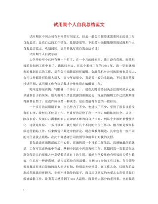 试用期个人自我总结范文 