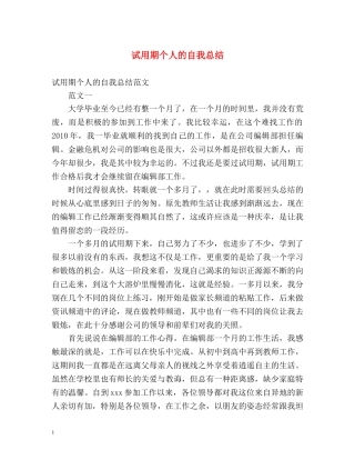 试用期个人的自我总结 