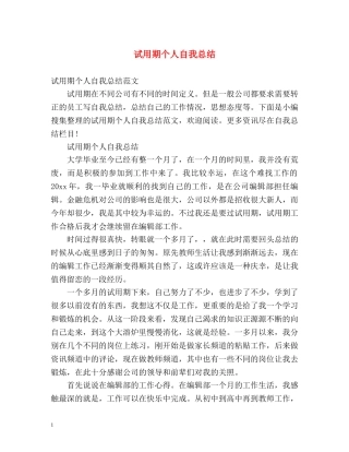 试用期个人自我总结 