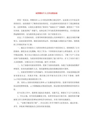 试用期内个人工作自我总结 