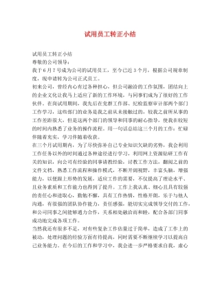 试用员工转正小结 
