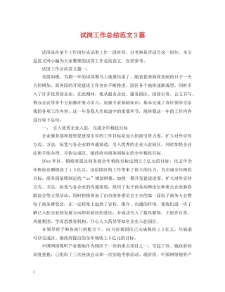 试岗工作总结范文3篇 