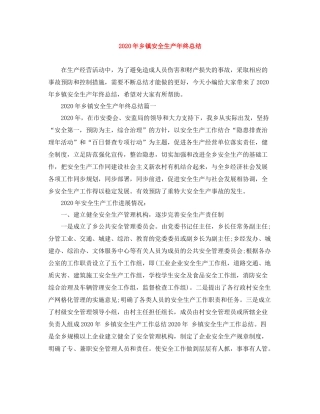 2020年乡镇安全生产年终总结