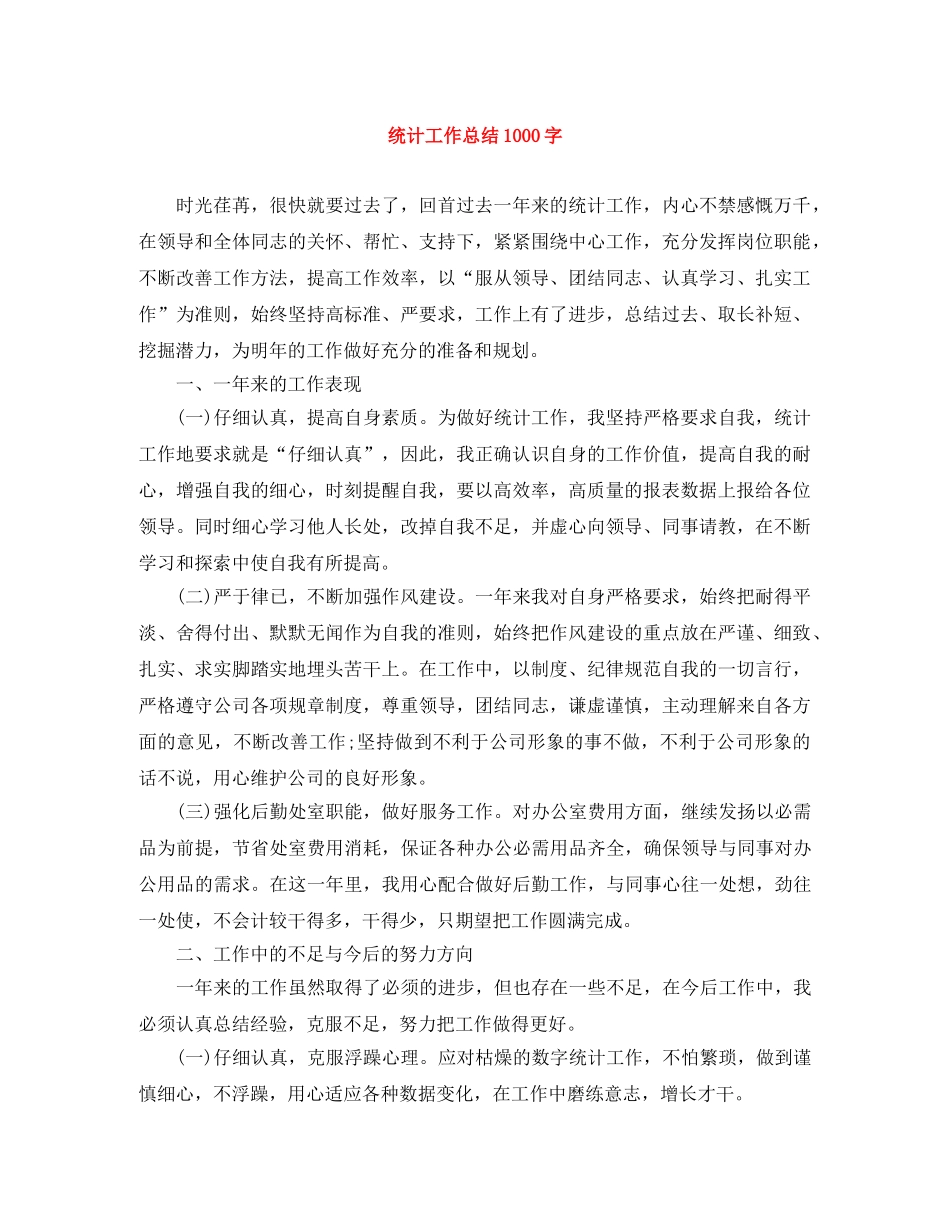 统计工作总结1000字 _第1页