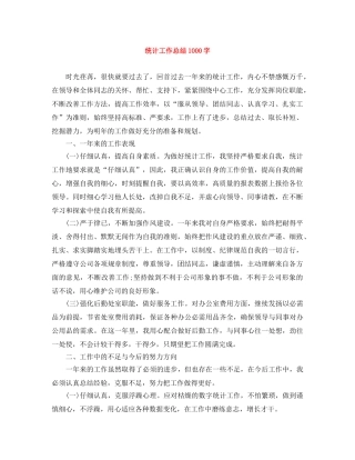 统计工作总结1000字 