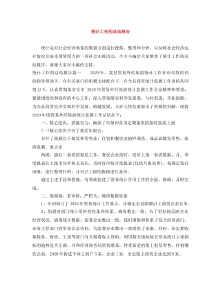 统计工作的总结报告 