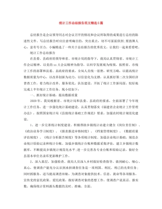 统计工作总结报告范文精选5篇 